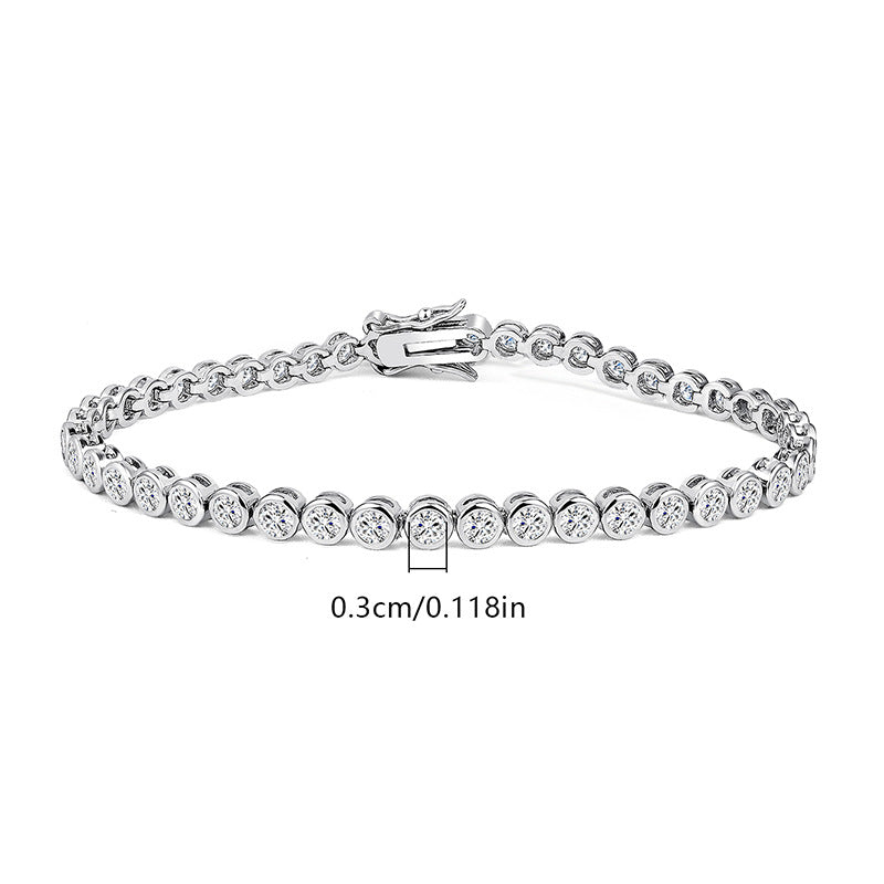 3mm Copper-Embedded Zirconia Bracelet Fashion Creative Round Bead Tennis Bracelet INS Style