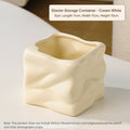 Ceramic Wavy Makeup Brush Holder - Dual-Use Minimalist Storage Jar for Vanity & Office Desk Organizer