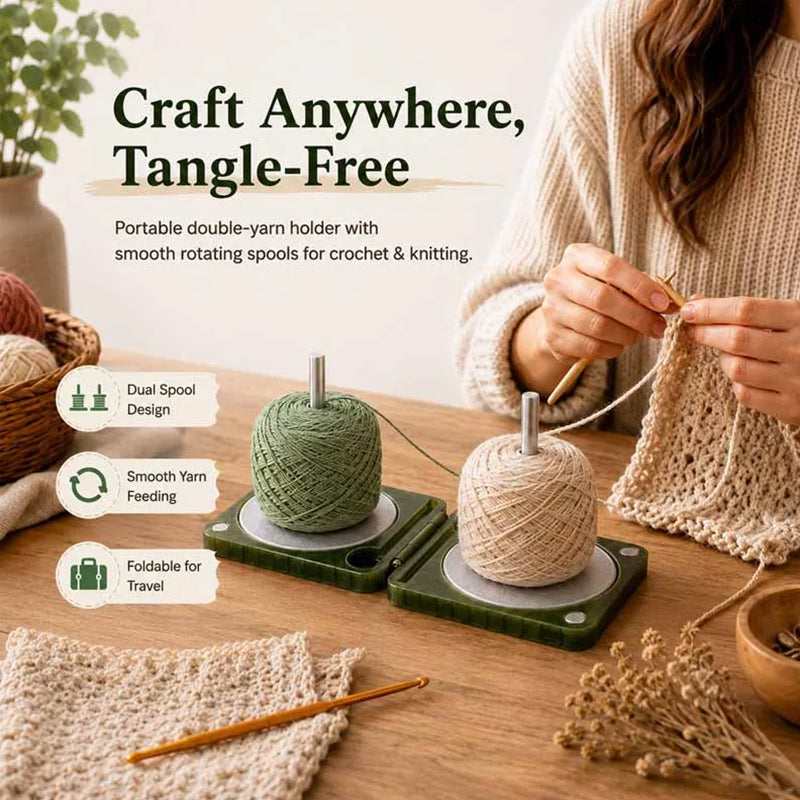 Portable Double Yarn Winder Spinner Foldable Yarn Holder for Knitters & Crocheters