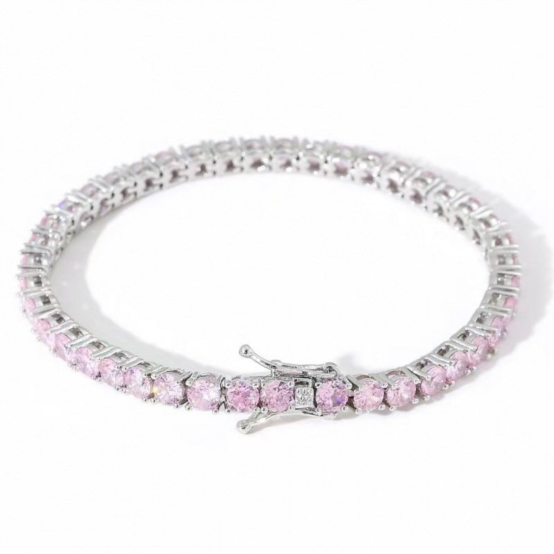 White Zircon Silver Tennis Bracelet – Light Luxury Sparkling CZ Jewelry for Women