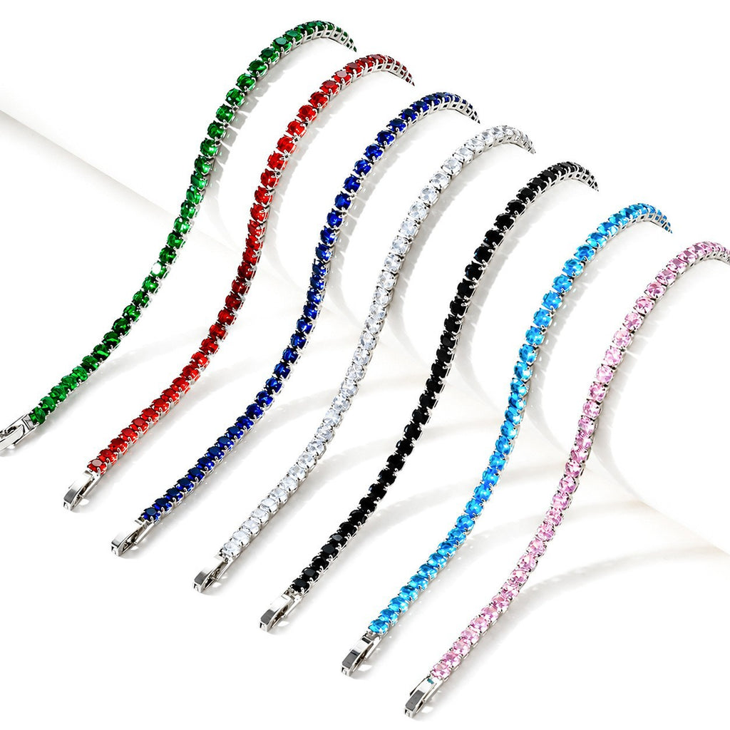 Hip Hop Tennis Zircon Chain Bracelet for Men and Women, Simple Fashion Jewelry