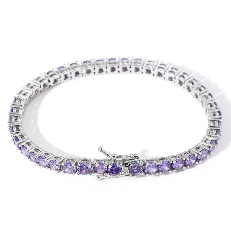 White Zircon Silver Tennis Bracelet – Light Luxury Sparkling CZ Jewelry for Women