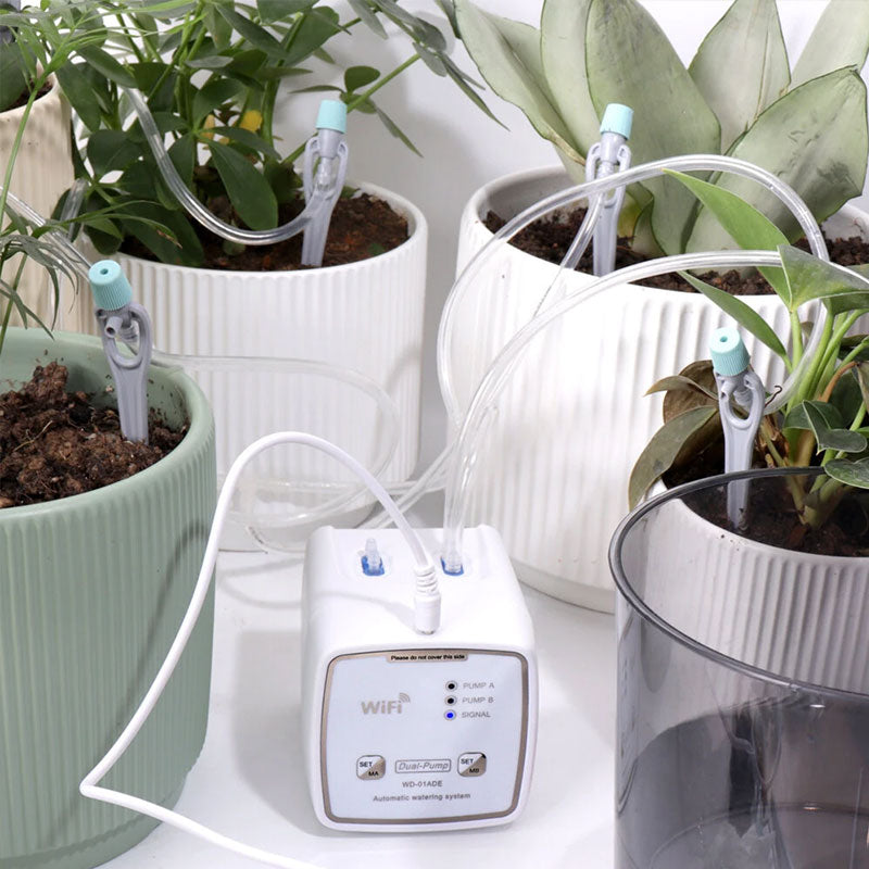 Smart WiFi Irrigation System - Dual Pump Automatic Timer Drip Kit, App Remote Control for Patio & Garden Watering