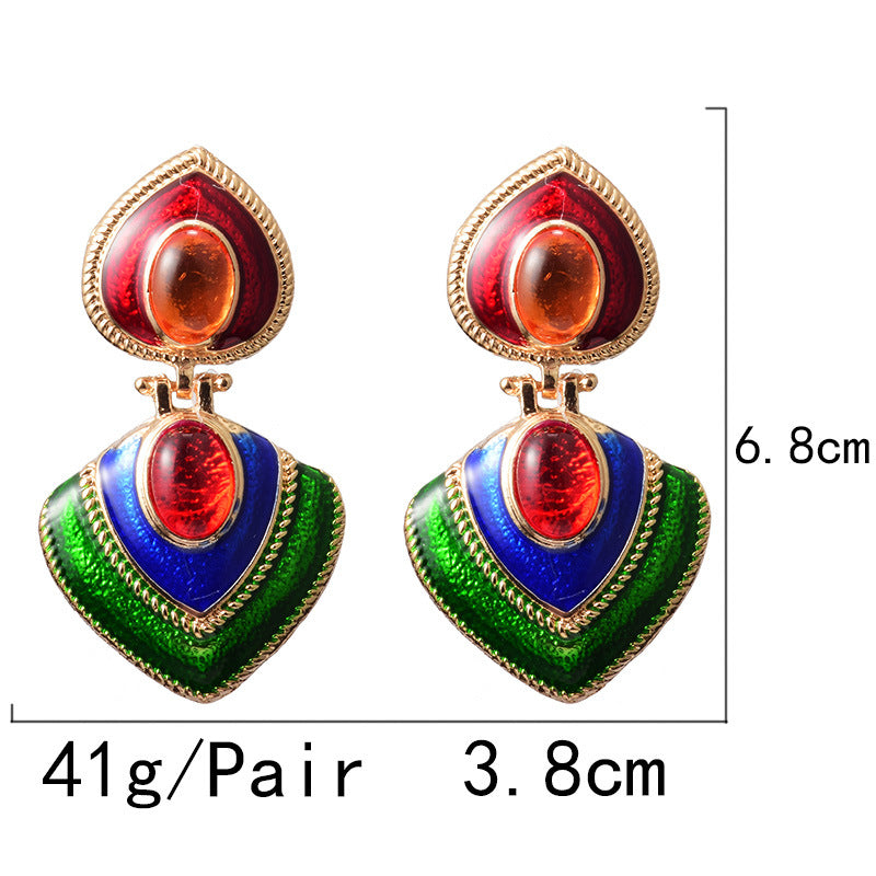Oiled Colorful Enamel Fashion Earrings – Vibrant Statement Jewelry for Women
