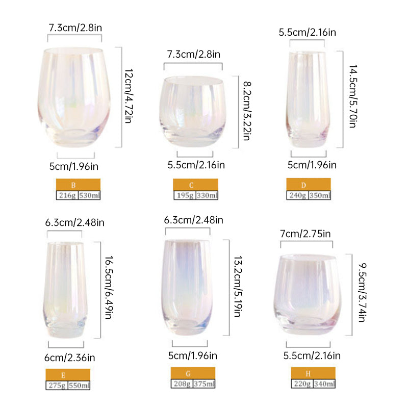 Dry Rainbow Tumbler, Detmold Style Drinkware Glass, Handmade CRT Straight-Edge Portable Crystal Cup