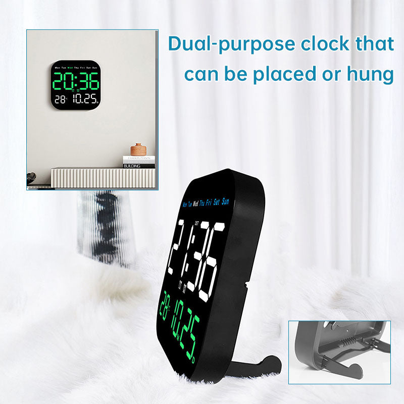 Large Digital LED Wall Clock with Alarm & Timer, Remote Control, Big Display for Home Office, Bedroom, Living Room Decor